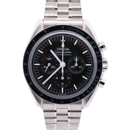 Omega Speedmaster 42mm Stainless Steel Black Chronograph Dial Watch Reference# 310.30.42.50.01.002 - Happy Jewelers Fine Jewelry Lifetime Warranty