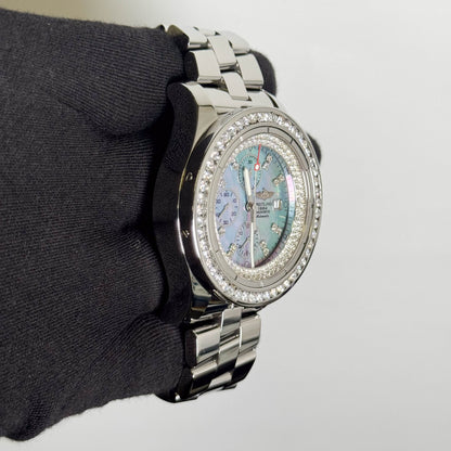 Breitling Super Avenger 48mm Aftermarket Blue MOP Diamond Dial Watch Ref# A13370