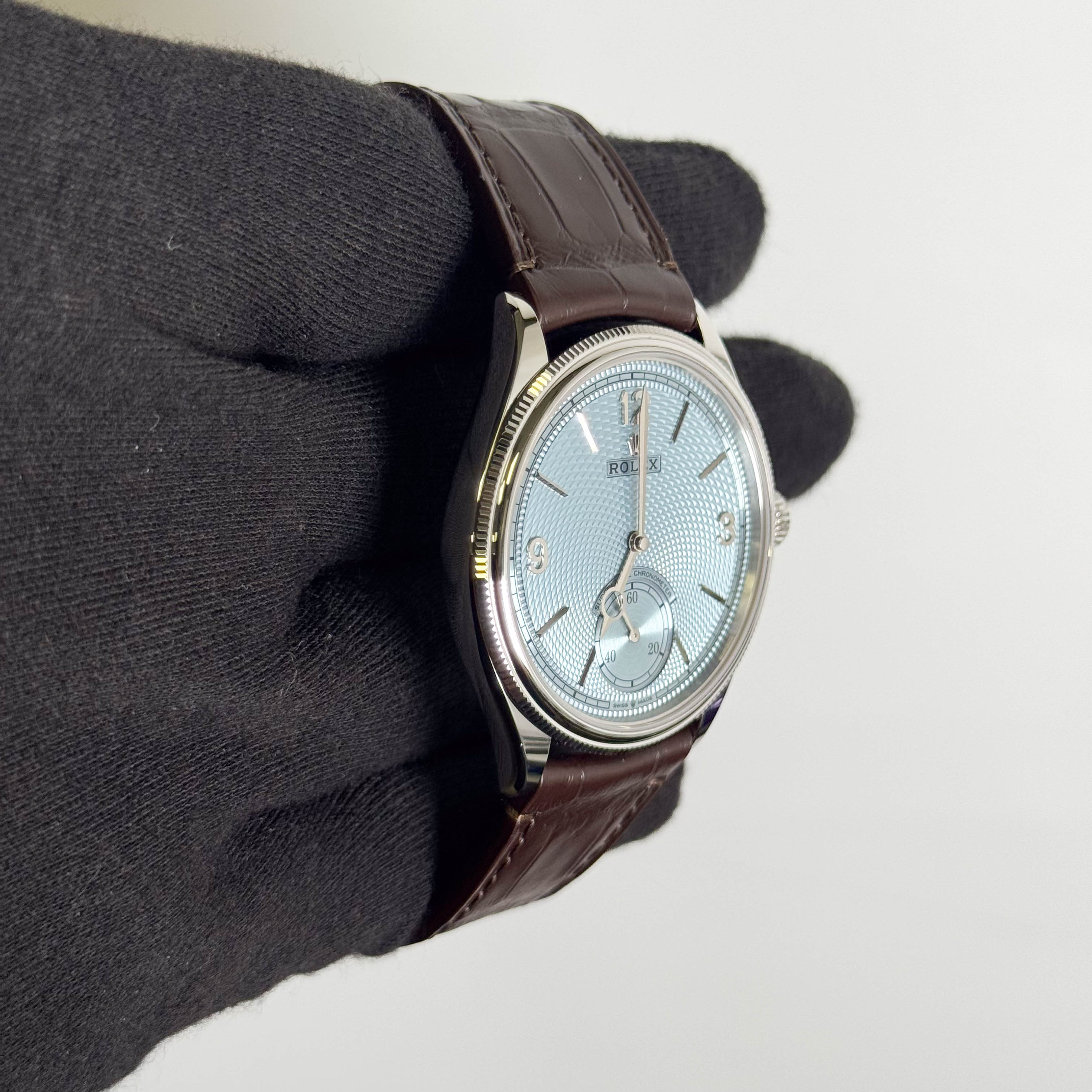 Rolex 1908 Platinum 39mm Ice Blue Dial Watch Ref# 52506 – Happy