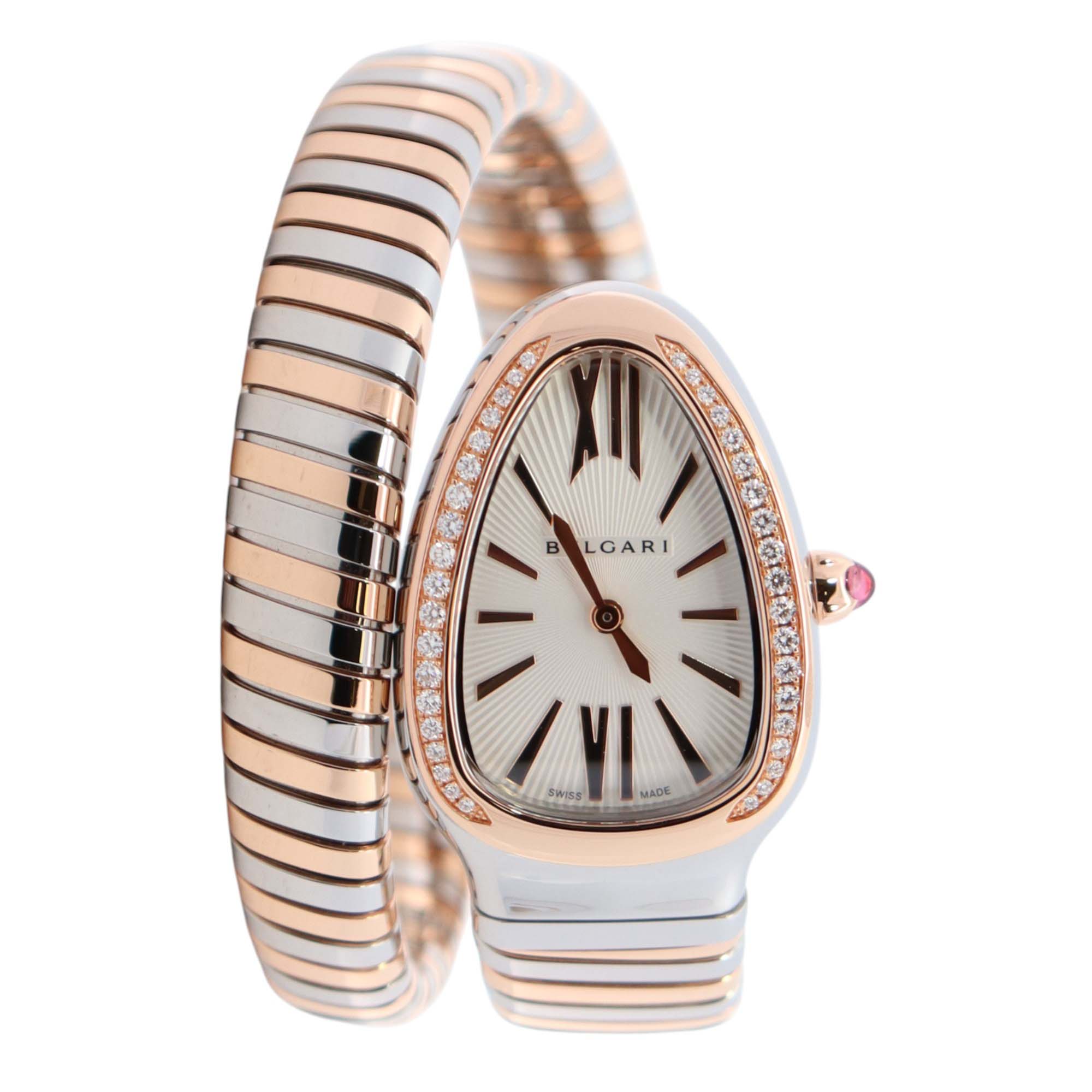 Bvlgari Serpenti 35mm Silver Dial Watch Ref# 102237 – Happy Jewelers