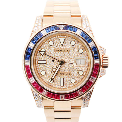Rolex GMT-Master II 40mm Pave Dial Watch Ref# 116758SARU - Happy Jewelers Fine Jewelry Lifetime Warranty