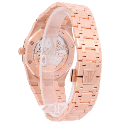 Audemars Piguet Royal Oak "Jumbo" 39mm Rose Gold Smoke Grey Petite Tapisserie Dial Watch Reference# 16202OR.OO.1240OR.02 - Happy Jewelers Fine Jewelry Lifetime Warranty