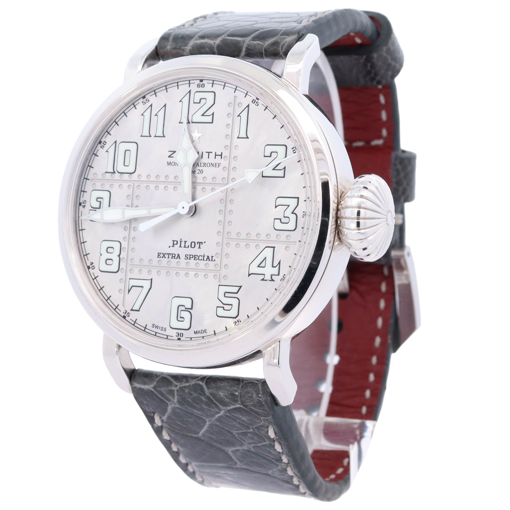 Zenith Pilot Montre D'aeronef Type 20 Silver Arabic Dial Watch Reference# 05.2430.679/17.C902 - Happy Jewelers Fine Jewelry Lifetime Warranty