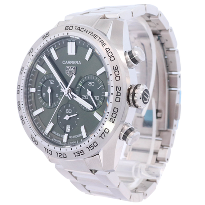 Tag Heuer Carrera 44mm Stainless Steel Green Chronograph Dial Watch Reference# CBN2A10.BA0643 - Happy Jewelers Fine Jewelry Lifetime Warranty