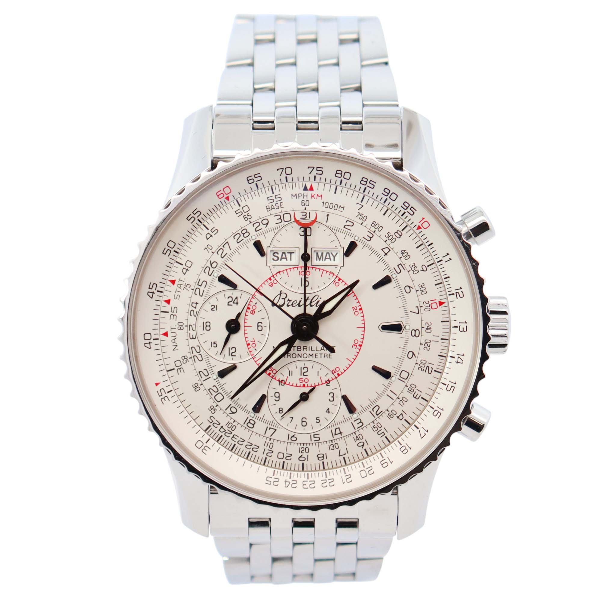 Breitling Montbrillant 43mm Ivory Dial Watch Ref# A21330 - Happy Jewelers Fine Jewelry Lifetime Warranty