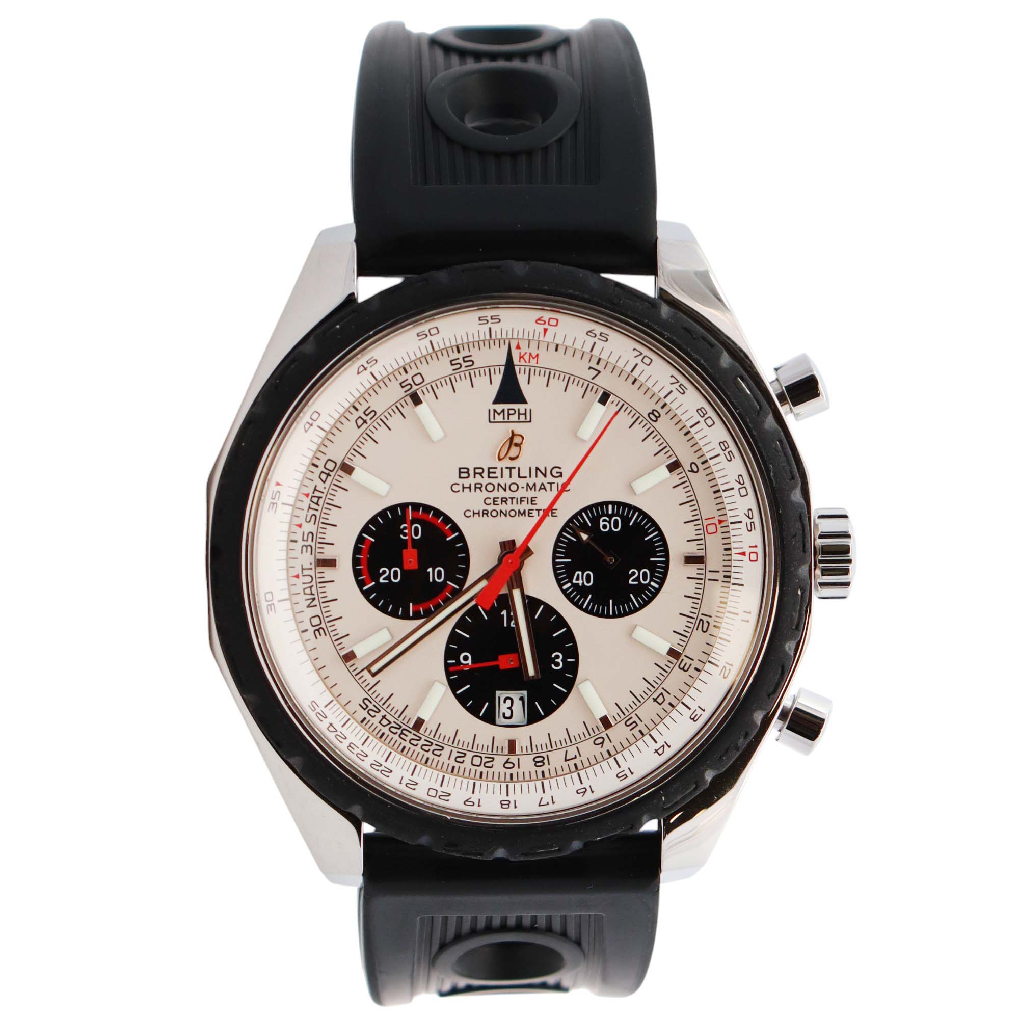 Breitling Chrono-Matic 49mm White Dial Watch Ref# A14360 - Happy Jewelers Fine Jewelry Lifetime Warranty