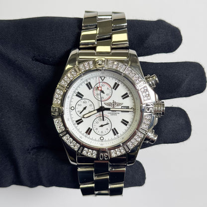 Breitling Super Avenger 48mm White Chronograph Dial Watch Ref# A13370 - Happy Jewelers Fine Jewelry Lifetime Warranty