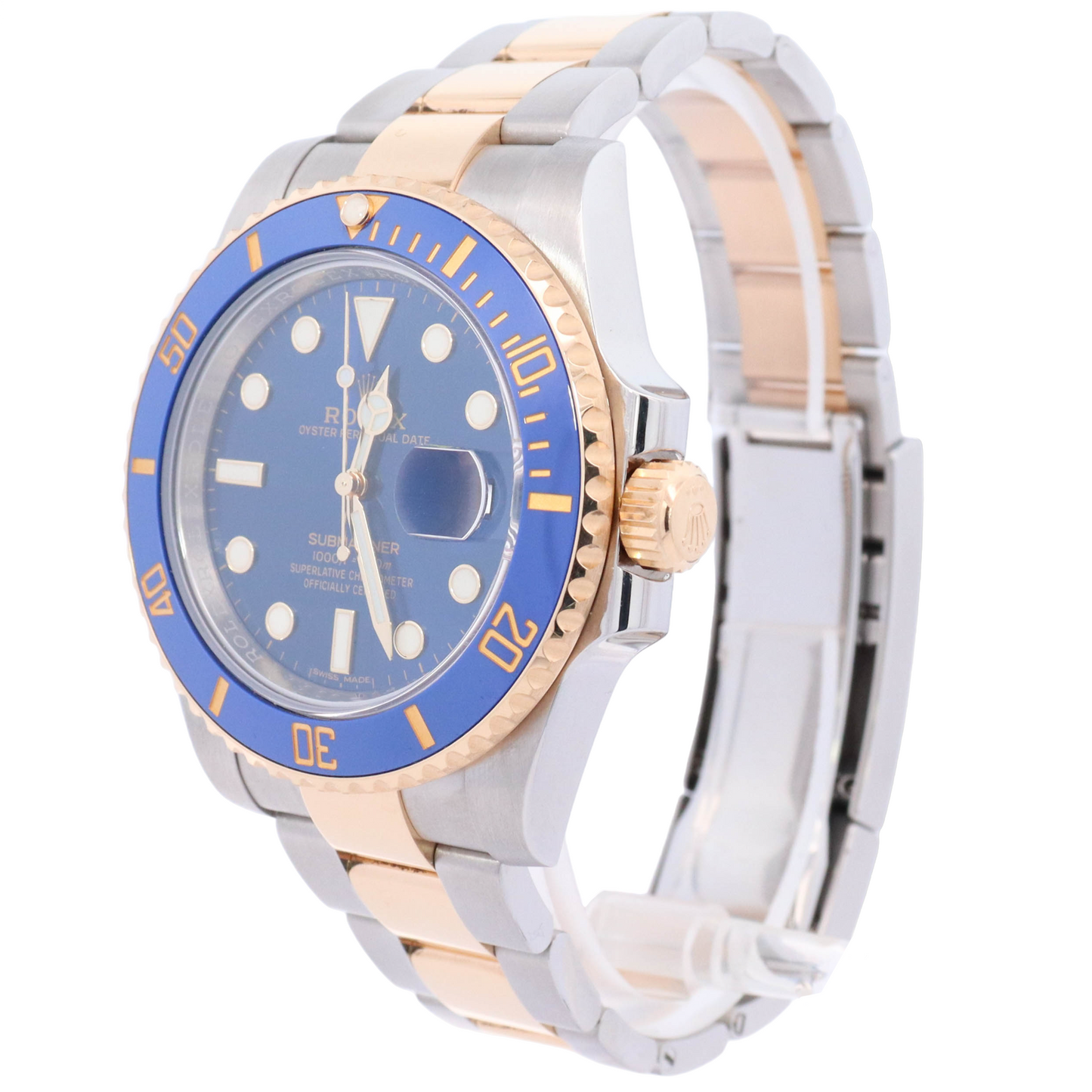 Rolex Submariner Date 40mm Yellow Gold & Stainless Steel Blue Dot Dial Watch Reference# 116613LB - Happy Jewelers Fine Jewelry Lifetime Warranty