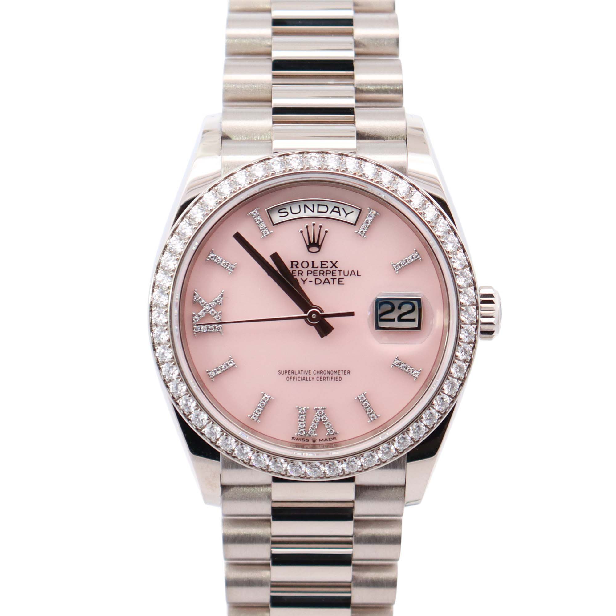 Rolex Day-Date 36mm Pink Dial Watch Ref# 128349RBR - Happy Jewelers Fine Jewelry Lifetime Warranty