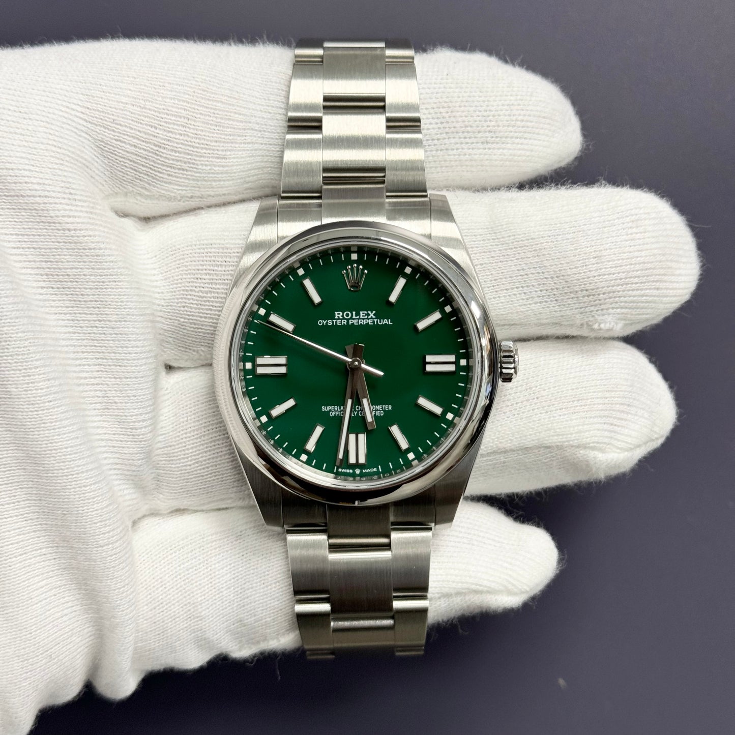 Rolex Oyster Perpetual 41mm Green Dial Watch Ref# 124300