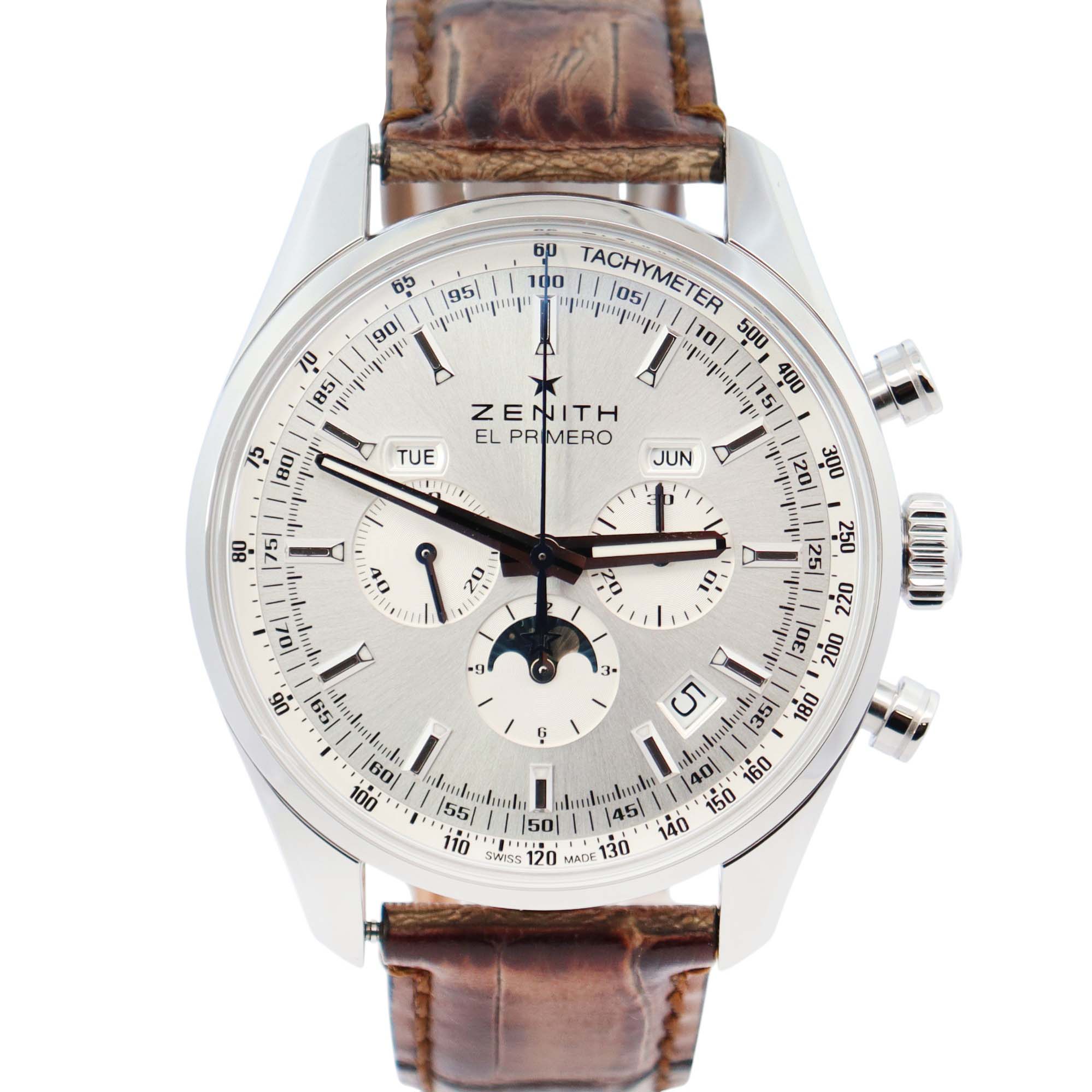 Zenith El Primero 42mm White Dial Watch Ref# 03.2091.410 - Happy Jewelers Fine Jewelry Lifetime Warranty