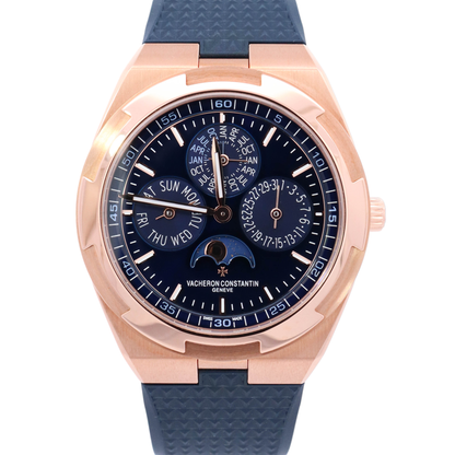 Vacheron Constantin Overseas Perpetual Calendar Ultra Thin 41.5mm Rose Gold Blue Stick Dial Watch Reference# 4300V/000R-B509 - Happy Jewelers Fine Jewelry Lifetime Warranty