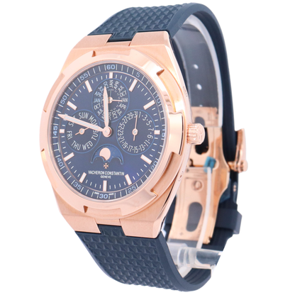 Vacheron Constantin Overseas Perpetual Calendar Ultra Thin 41.5mm Rose Gold Blue Stick Dial Watch Reference# 4300V/000R-B509 - Happy Jewelers Fine Jewelry Lifetime Warranty