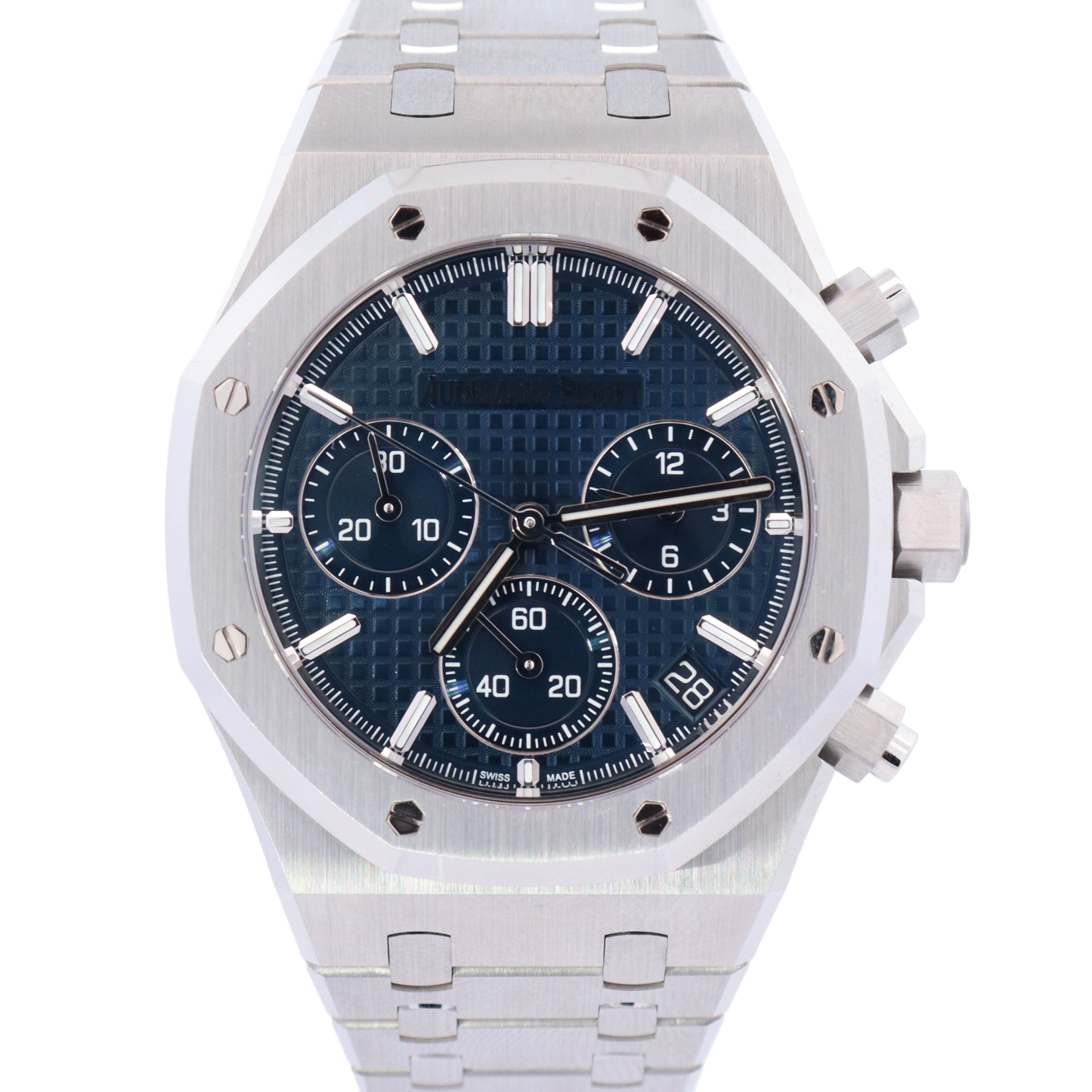 Audemars Piguet Royal Oak "50th Anniversary" 41mm Stainless Steel Blue Chronograph Dial Watch# 26240ST.OO.1320ST.01 - Happy Jewelers Fine Jewelry Lifetime Warranty