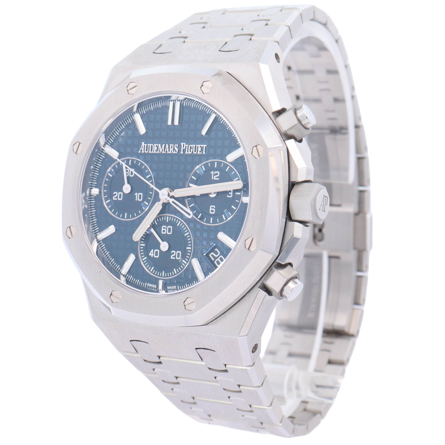 Audemars Piguet Royal Oak "50th Anniversary" 41mm Stainless Steel Blue Chronograph Dial Watch# 26240ST.OO.1320ST.01 - Happy Jewelers Fine Jewelry Lifetime Warranty