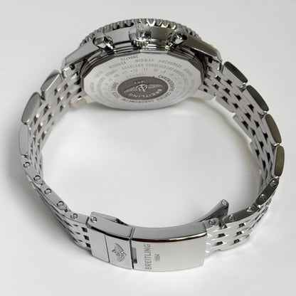 Breitling Navitimer World Stainless Steel 46mm White Chronograph Dial Watch Ref# A24322 - Happy Jewelers Fine Jewelry Lifetime Warranty