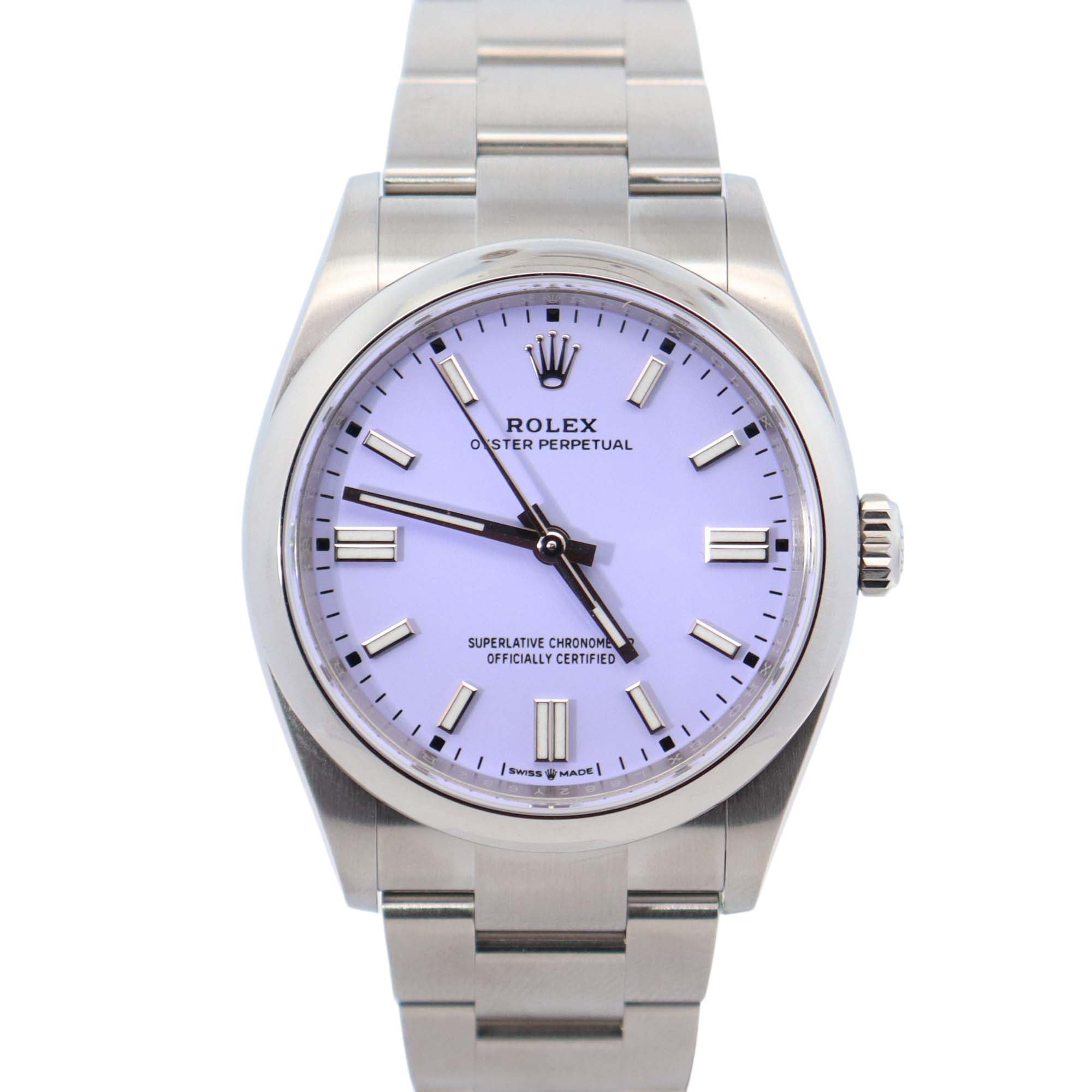 Rolex Oyster Perpetual 36mm Lavender Dial Watch Ref# 126000 - Happy Jewelers Fine Jewelry Lifetime Warranty
