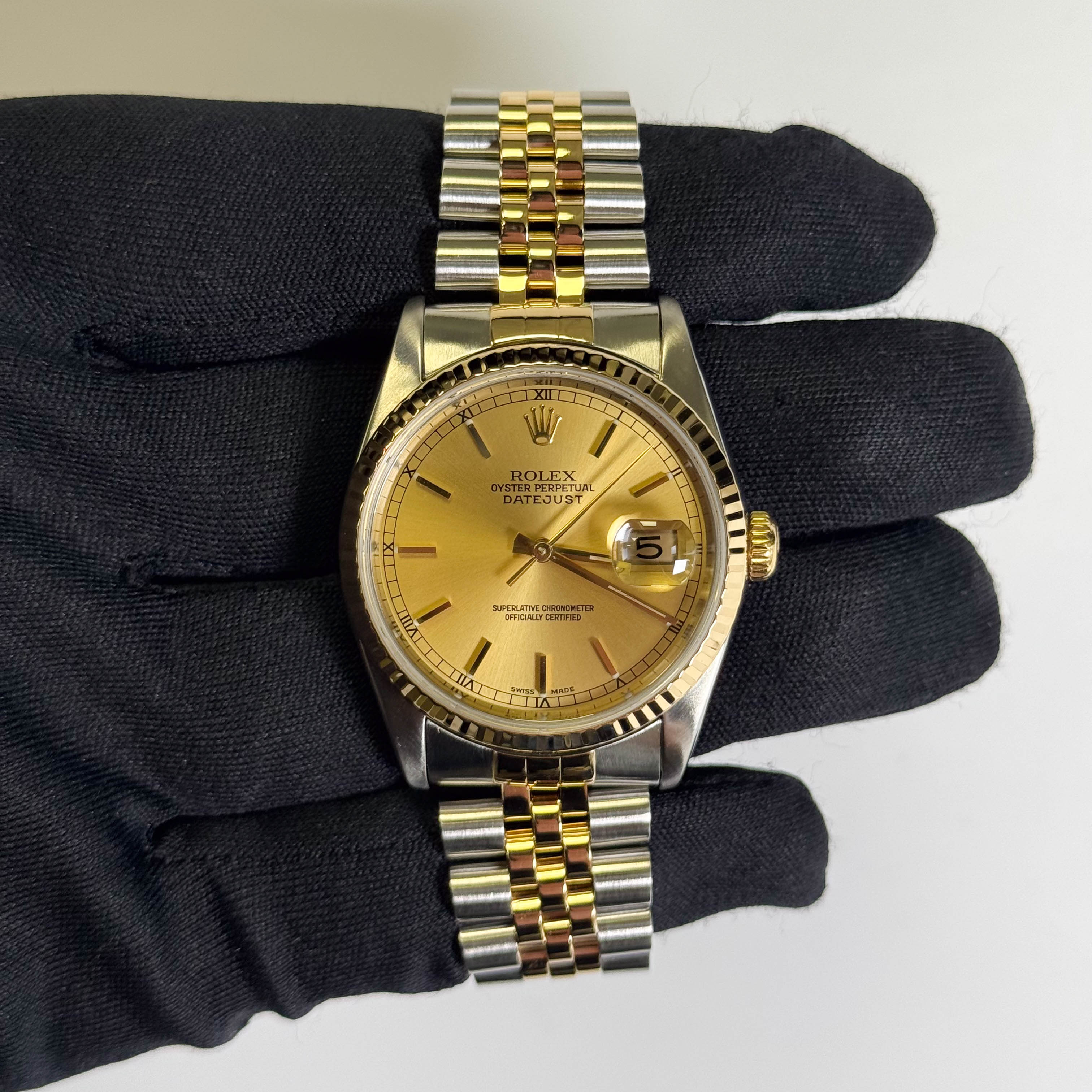 Rolex Datejust 36mm Champagne Dial Watch Ref# 16233