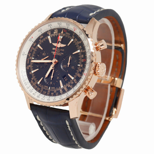 Breitling Mens Navitimer Rose Gold 46mm Black Chronograph Dial Watch Reference# RB0127 - Happy Jewelers Fine Jewelry Lifetime Warranty