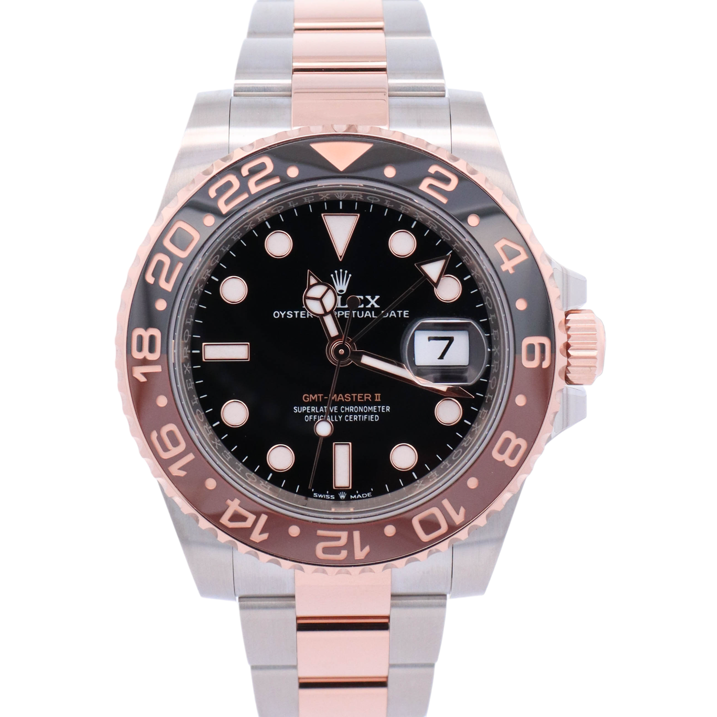 Rolex GMT Master II "Rootbeer" 40mm Rose Gold & Stainless Steel Black Dot Dial Watch Reference# 126711CHNR - Happy Jewelers Fine Jewelry Lifetime Warranty