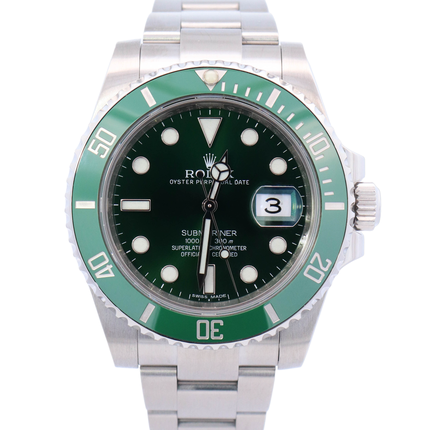 Rolex Submariner Date Hulk 40mm Stainless Steel Green Dot Dial Watch –  Happy Jewelers