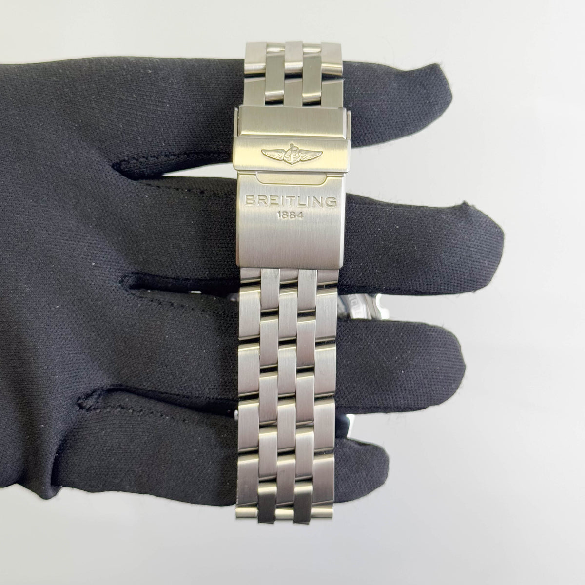 Breitling Chronomat 01 Steel 43.5mm Black Chronograph dial Watch Custom Diamond Bezel Steel Bracelet Ref# AB011110/BA50