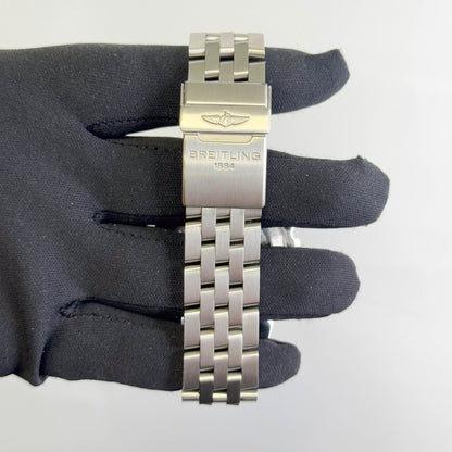 Breitling Chronomat 01 Steel 43.5mm Black Chronograph dial Watch Custom Diamond Bezel Steel Bracelet Ref# AB011110/BA50