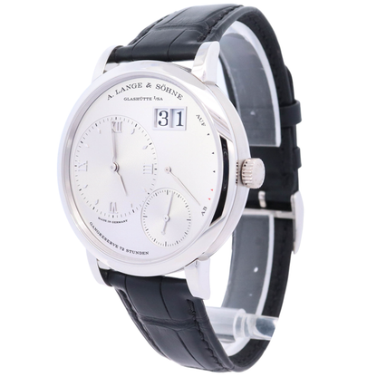 A. Lange & Sohne Grand Lange 1 41mm Platinum Silver Dial Watch Reference# 117.025 - Happy Jewelers Fine Jewelry Lifetime Warranty