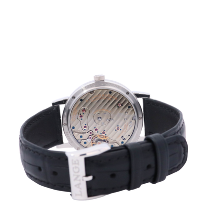 A. Lange & Sohne Grand Lange 1 41mm Platinum Silver Dial Watch Reference# 117.025 - Happy Jewelers Fine Jewelry Lifetime Warranty