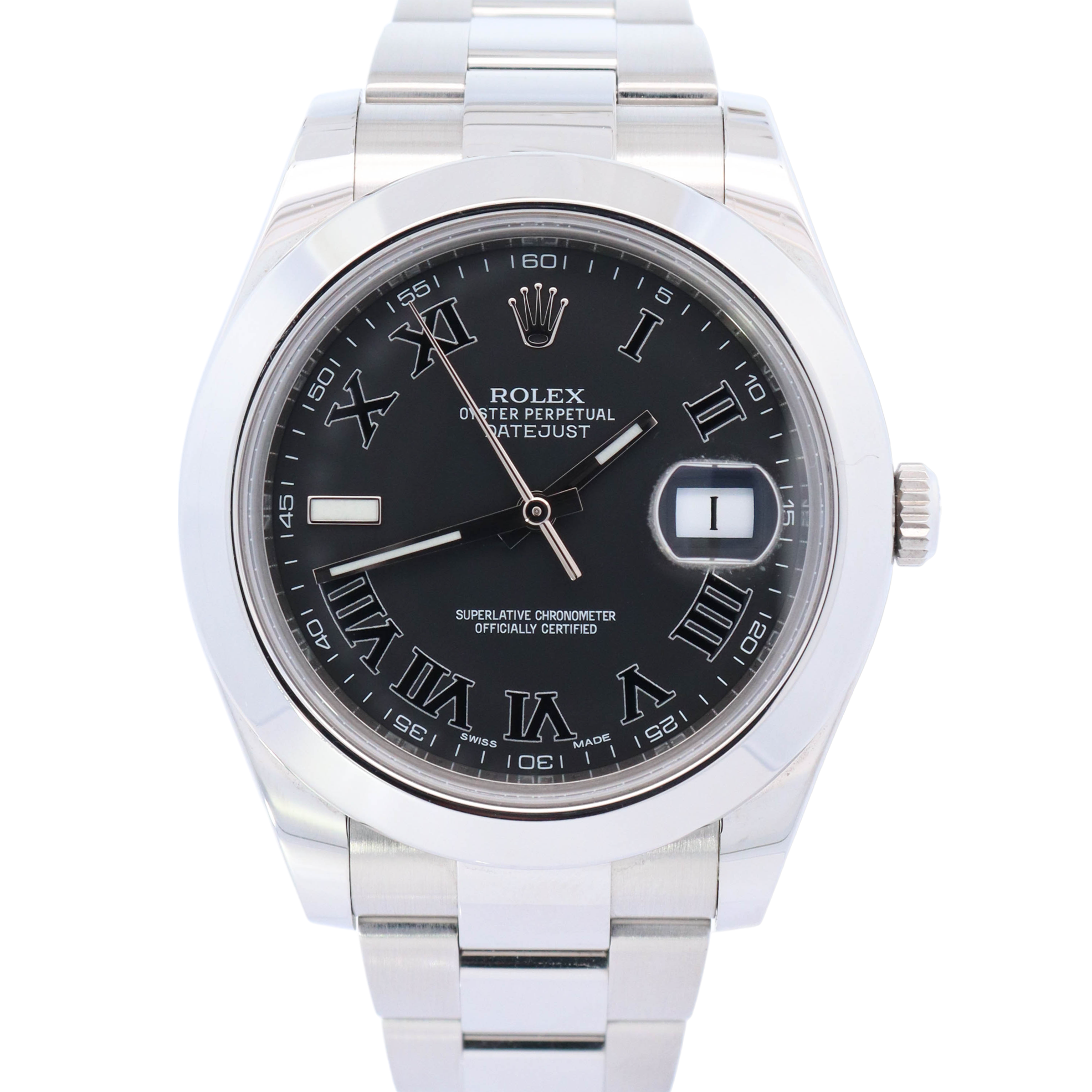 Rolex Datejust II 41mm Stainless Steel Dark Gray Roman Dial Watch Reference# 116300 - Happy Jewelers Fine Jewelry Lifetime Warranty