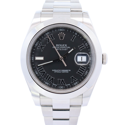 Rolex Datejust II 41mm Stainless Steel Dark Gray Roman Dial Watch Reference# 116300 - Happy Jewelers Fine Jewelry Lifetime Warranty