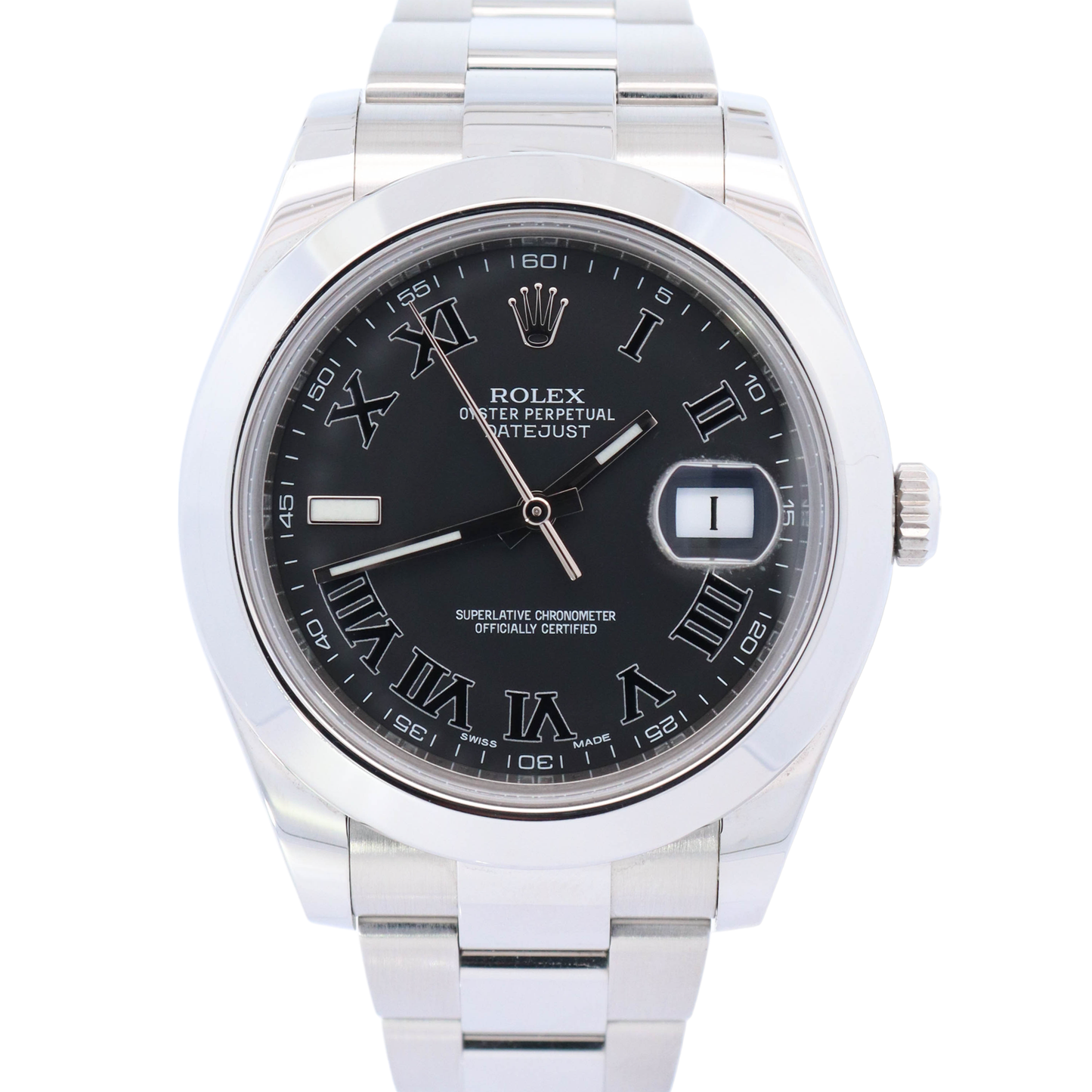 Rolex Datejust Stainless Steel 41mm Dark  Grey Roman Dial Watch Reference#: 116300 - Happy Jewelers Fine Jewelry Lifetime Warranty