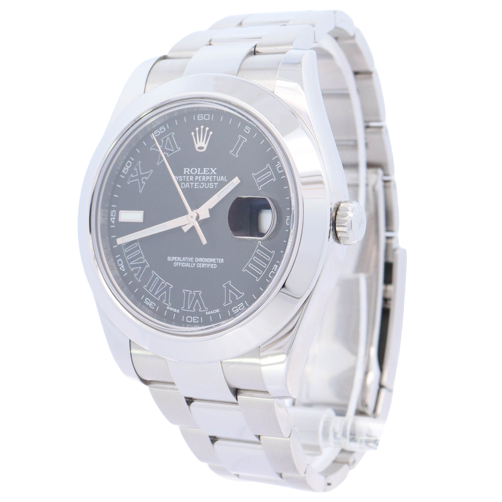 Rolex Datejust Stainless Steel 41mm Dark  Grey Roman Dial Watch Reference#: 116300 - Happy Jewelers Fine Jewelry Lifetime Warranty