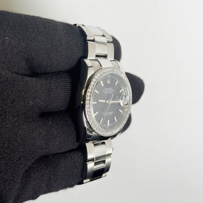 Rolex Datejust 36mm Black Stick Dial Watch Ref# 116200