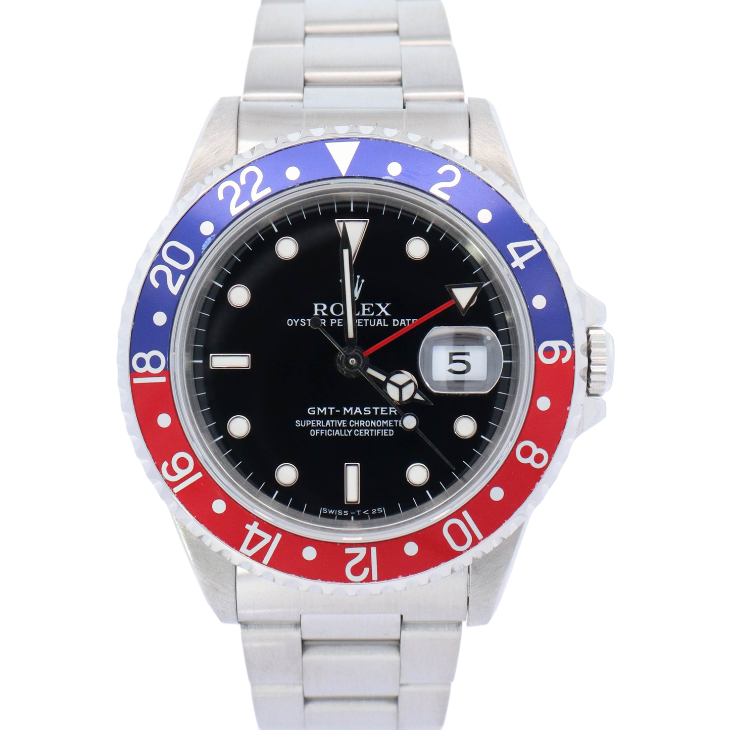 Rolex GMT Master "Pepsi" 40mm Stainless Steel Black Dot Dial Watch Reference# 16700 - Happy Jewelers Fine Jewelry Lifetime Warranty