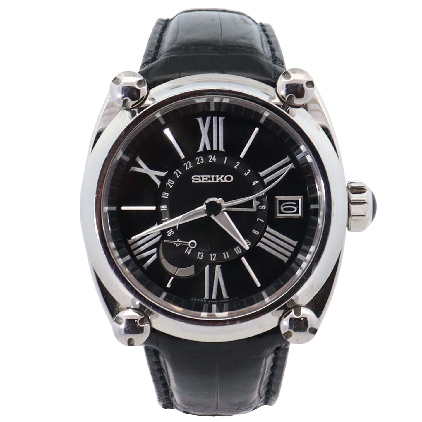Seiko Galante 42mm Black Dial Watch Ref# 5R66-0AC1 - Happy Jewelers Fine Jewelry Lifetime Warranty
