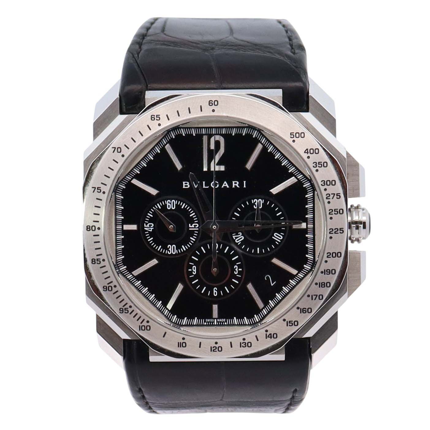 Bvlgari Octo Velocissimo 41mm Black Dial Watch Ref# BGO41SCH - Happy Jewelers Fine Jewelry Lifetime Warranty