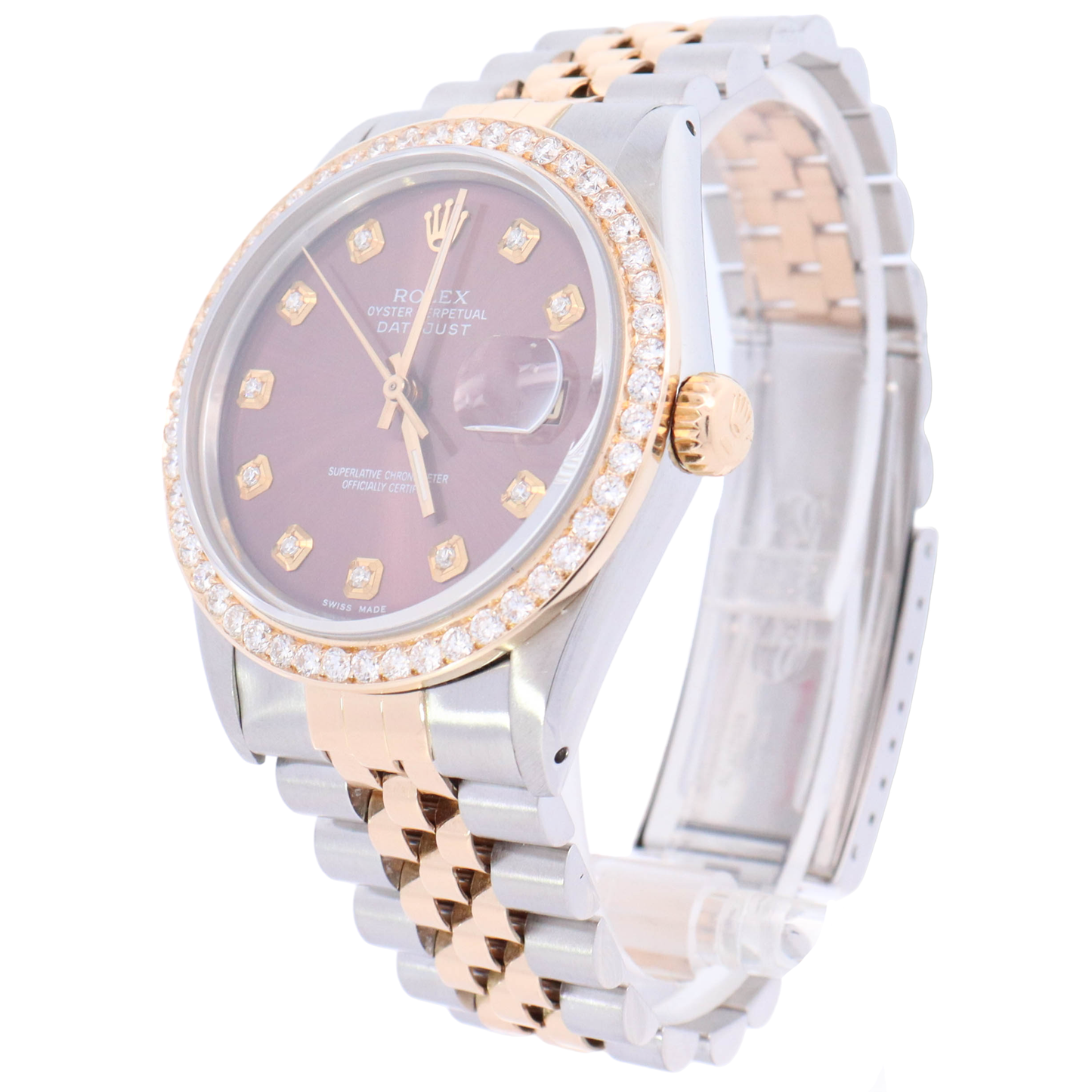 Rolex Datejust 36mm Yellow Gold & Stainless Steel Custom Purple Diamond Dial Watch Reference# 16013 - Happy Jewelers Fine Jewelry Lifetime Warranty