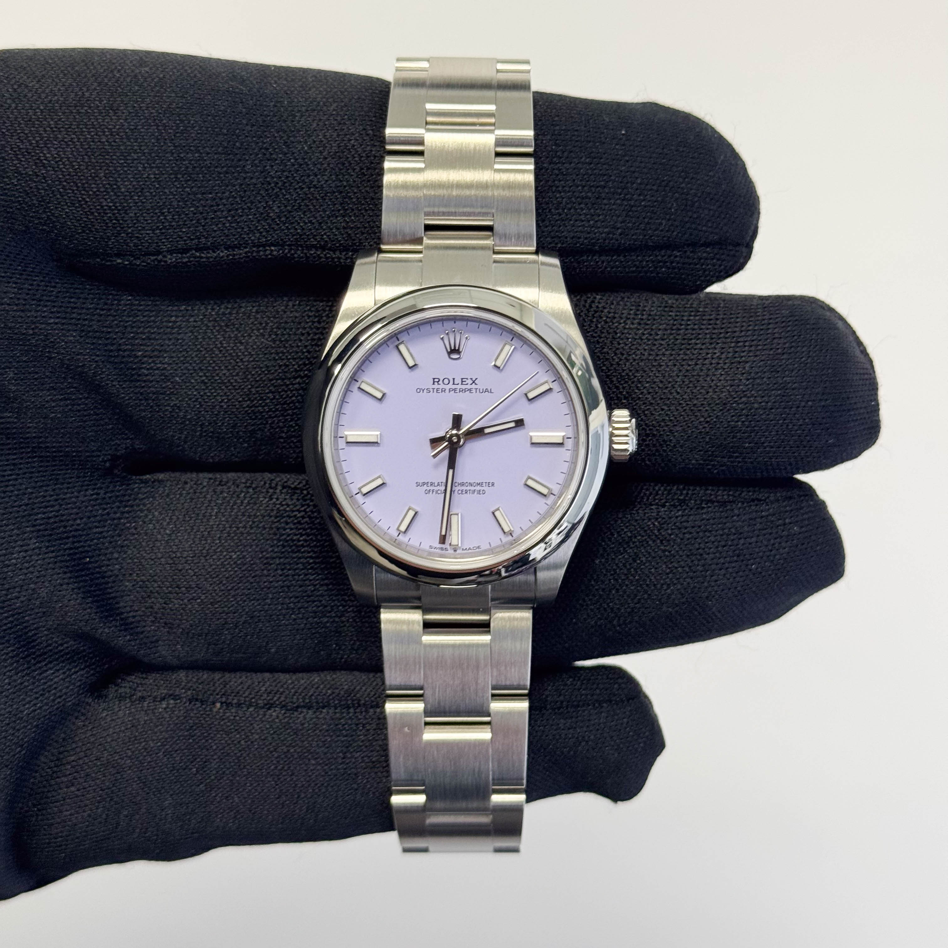 Rolex Oyster Perpetual 31mm Lilac Dial Watch Ref# 277200 – Happy