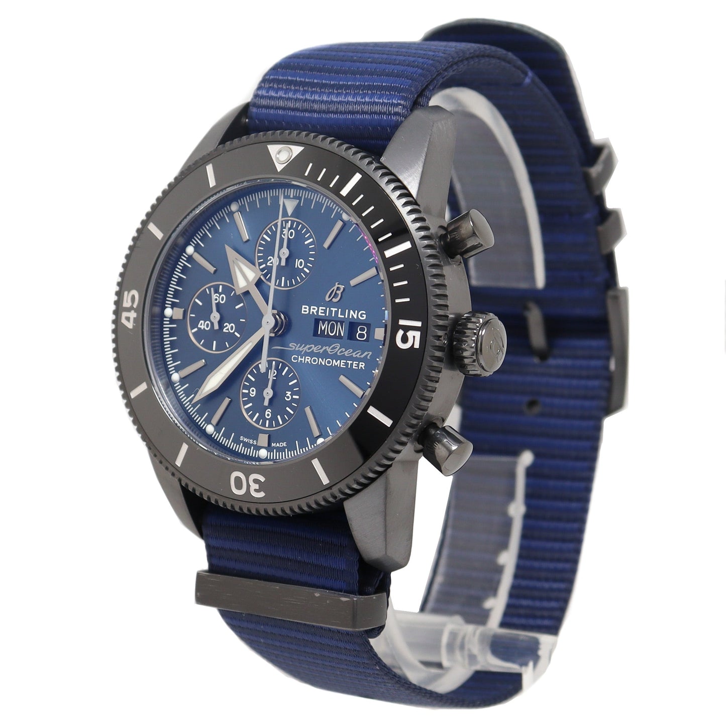 Breitling Mens Superocean Heritage Stainless Steel 44m Blue Chronograph Dial Watch Reference# M133132A1C1W1 - Happy Jewelers Fine Jewelry Lifetime Warranty