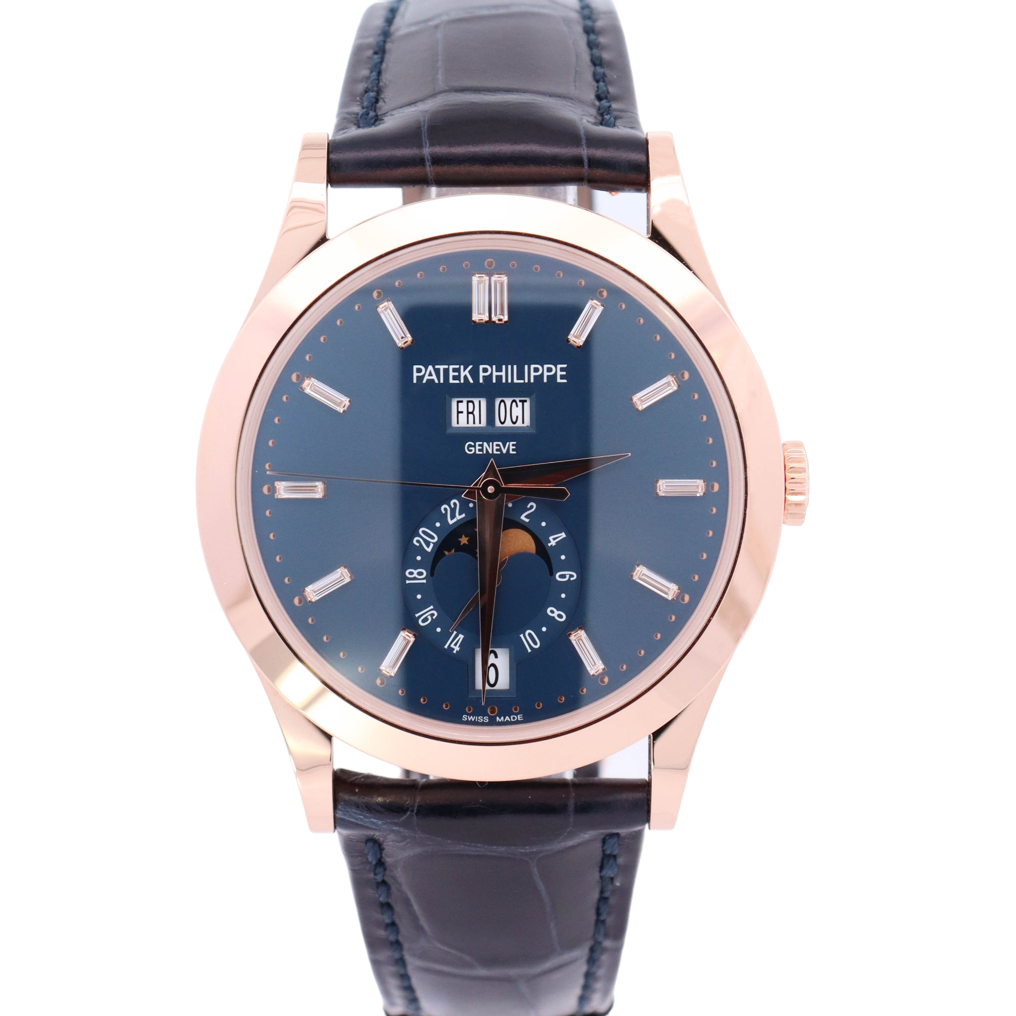 Patek Philippe Complications 38.5mm Rose Gold Blue Baguette Dial Watch Reference# 5396R-015 - Happy Jewelers Fine Jewelry Lifetime Warranty