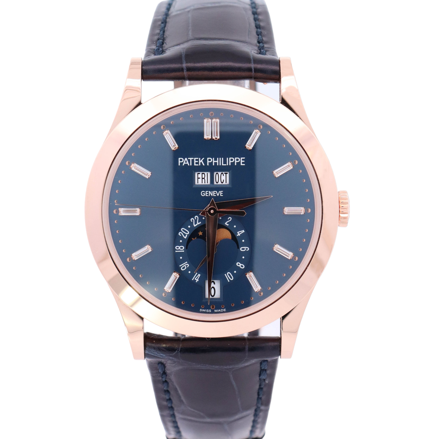 Patek Philippe Complications 38.5mm Rose Gold Blue Baguette Dial Watch Reference# 5396R-015 - Happy Jewelers Fine Jewelry Lifetime Warranty