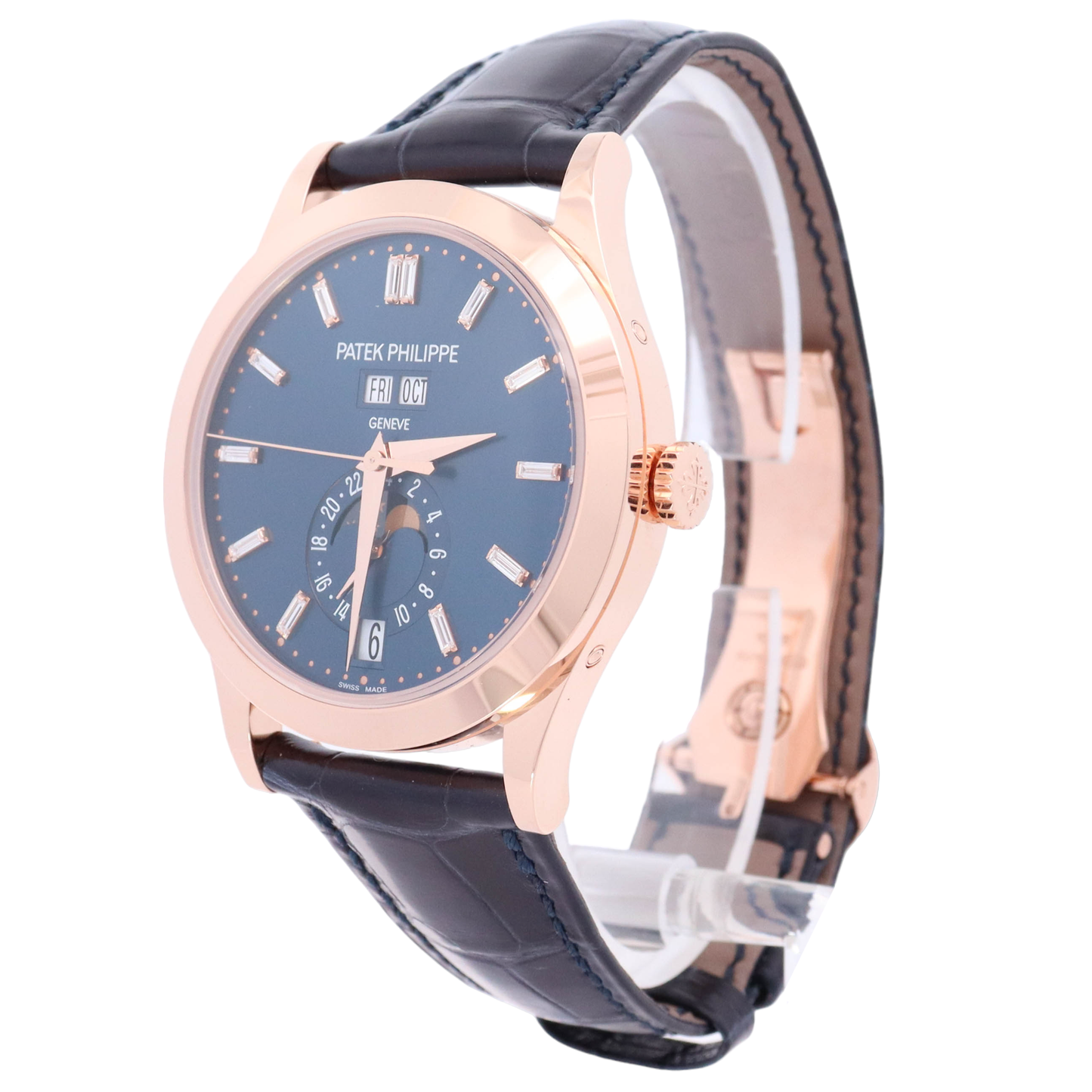Patek Philippe Complications 38.5mm Rose Gold Blue Baguette Dial Watch Reference# 5396R-015 - Happy Jewelers Fine Jewelry Lifetime Warranty