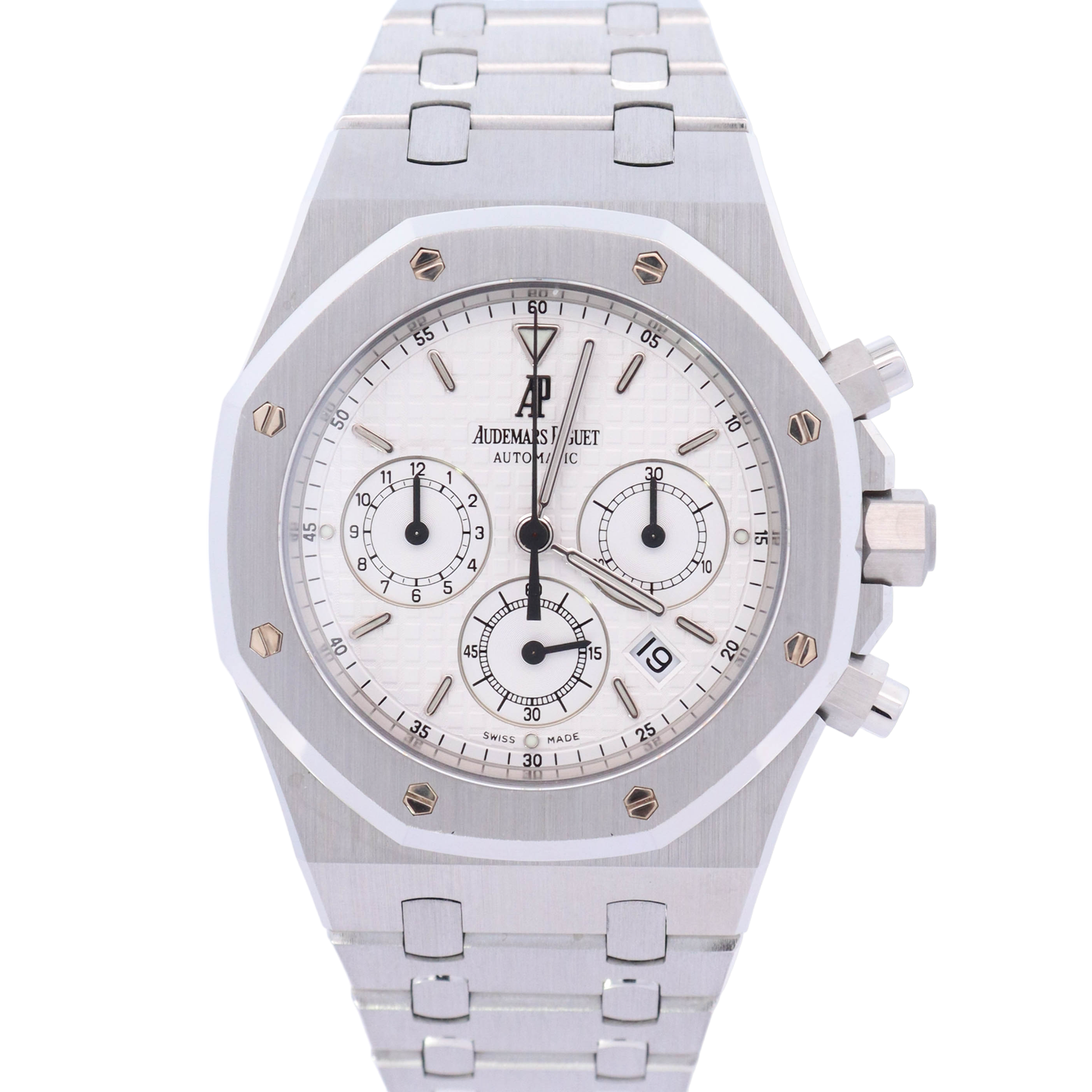 Audemars Piguet Royal Oak 39mm Stainless Steel White Chronograph Dial Watch Reference# 25860ST.OO.1110ST.05 - Happy Jewelers Fine Jewelry Lifetime Warranty