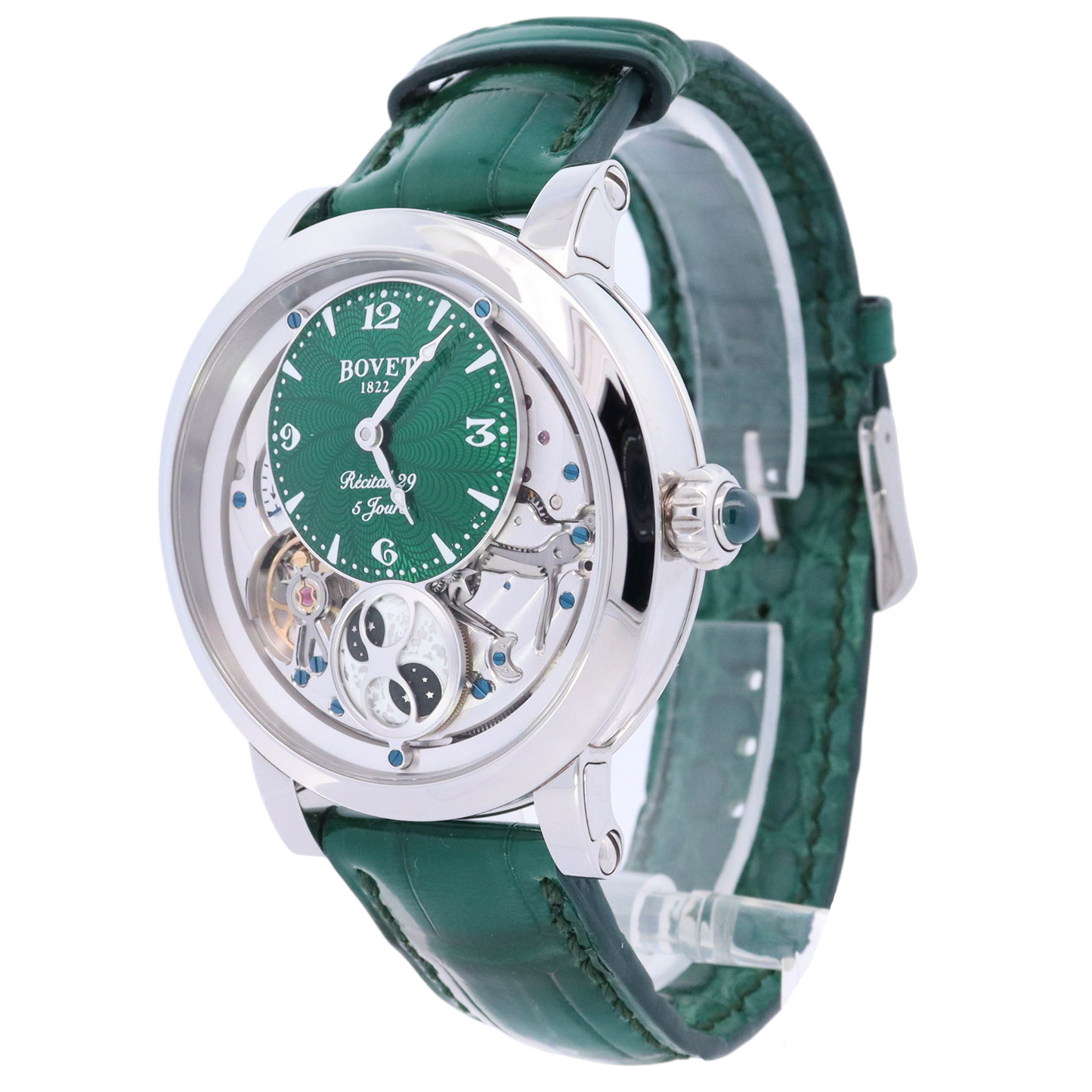 Bovet Rectical 28 42mm Stainless Steel Green Stick & Arabic Dial Watch Reference# R290001 - Happy Jewelers Fine Jewelry Lifetime Warranty