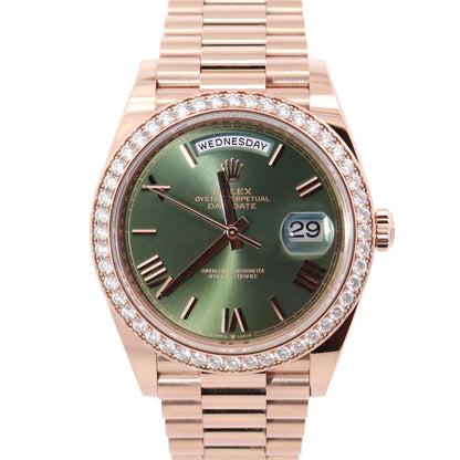 Rolex Day-Date 40mm Olive Dial Watch Ref# 228345RBR - Happy Jewelers Fine Jewelry Lifetime Warranty