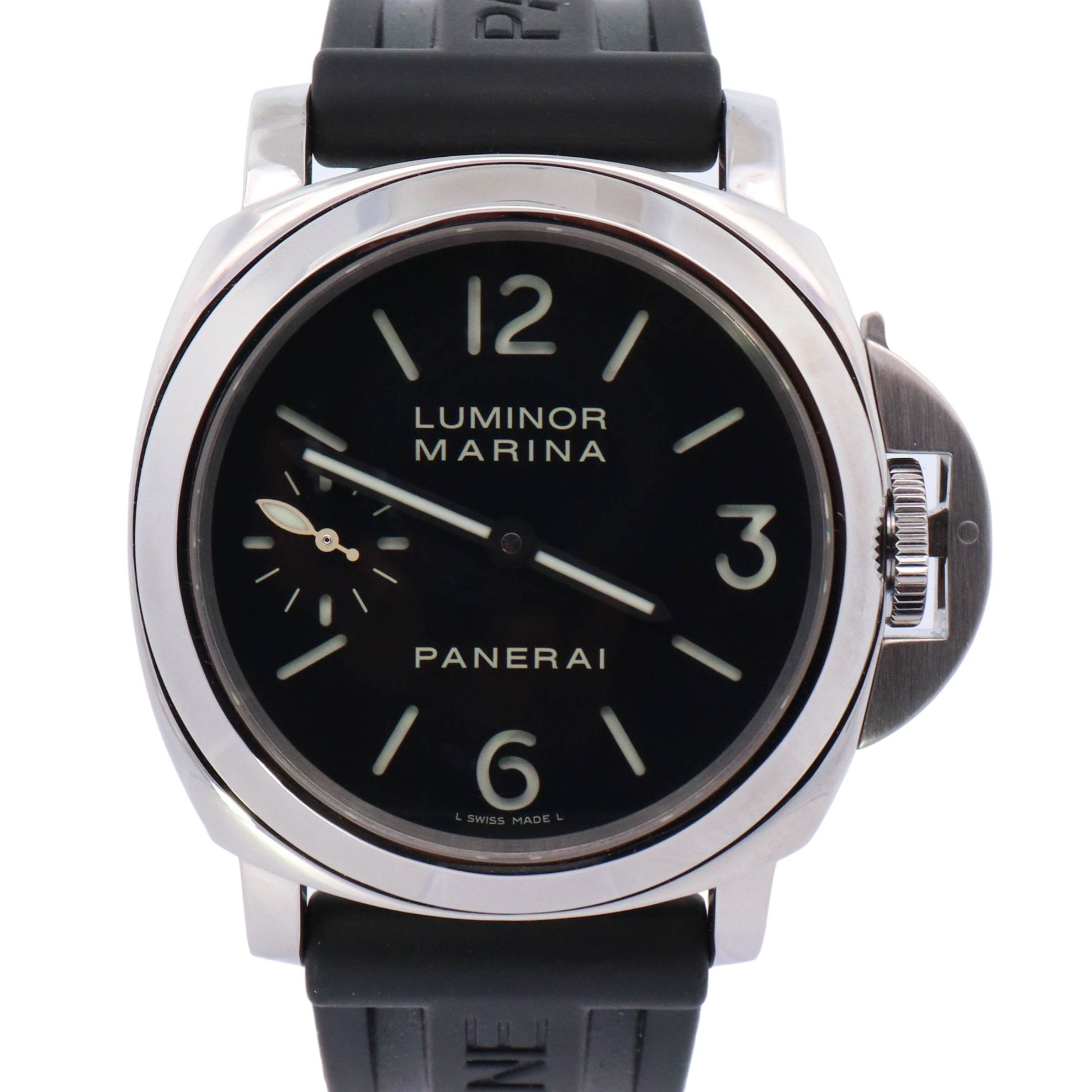 Panerai Luminor Marina 44mm Stainless Steel Black Stick & Arabic Dial Watch Reference# PAM00111 - Happy Jewelers Fine Jewelry Lifetime Warranty