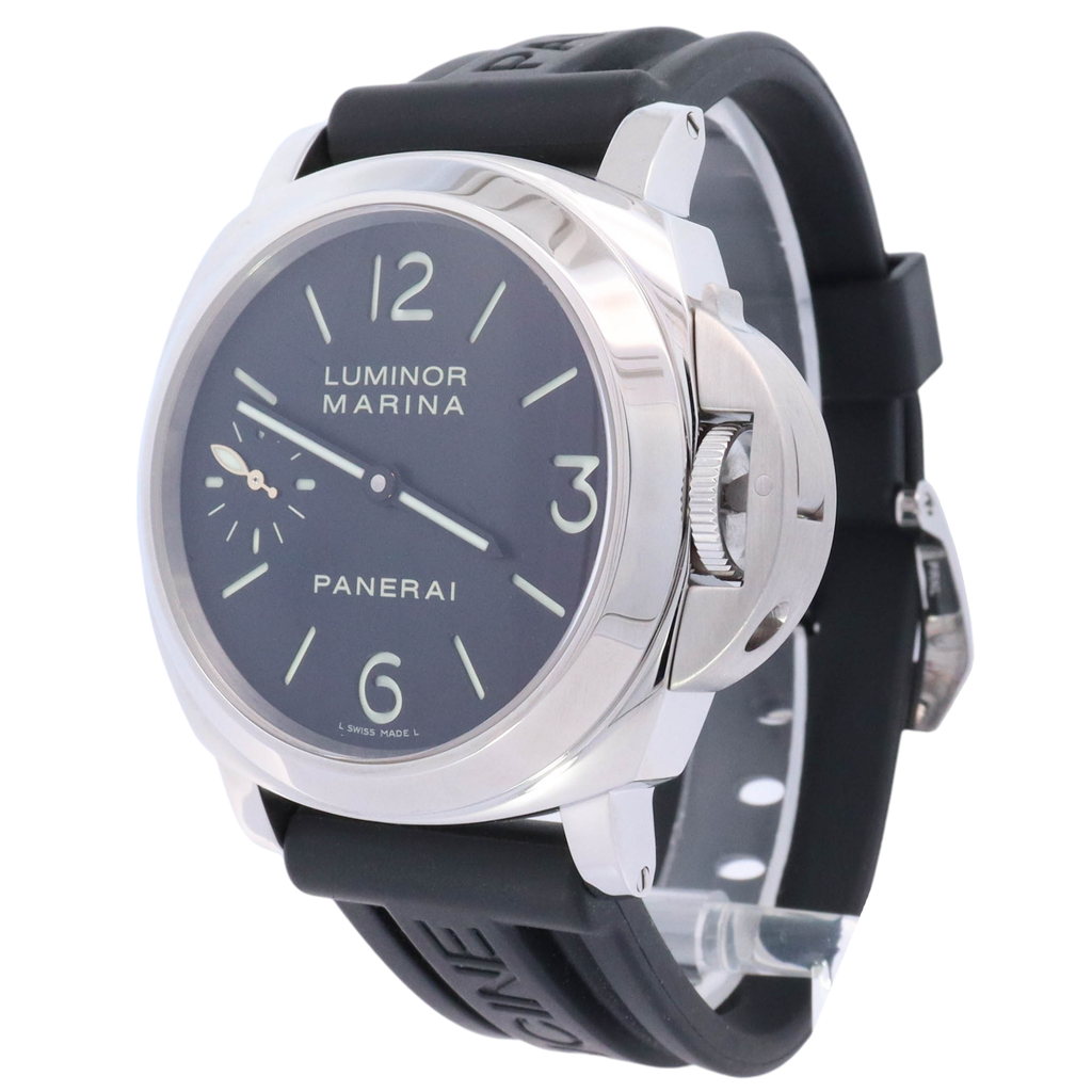 Panerai Luminor Marina 44mm Stainless Steel Black Stick & Arabic Dial Watch Reference# PAM00111 - Happy Jewelers Fine Jewelry Lifetime Warranty