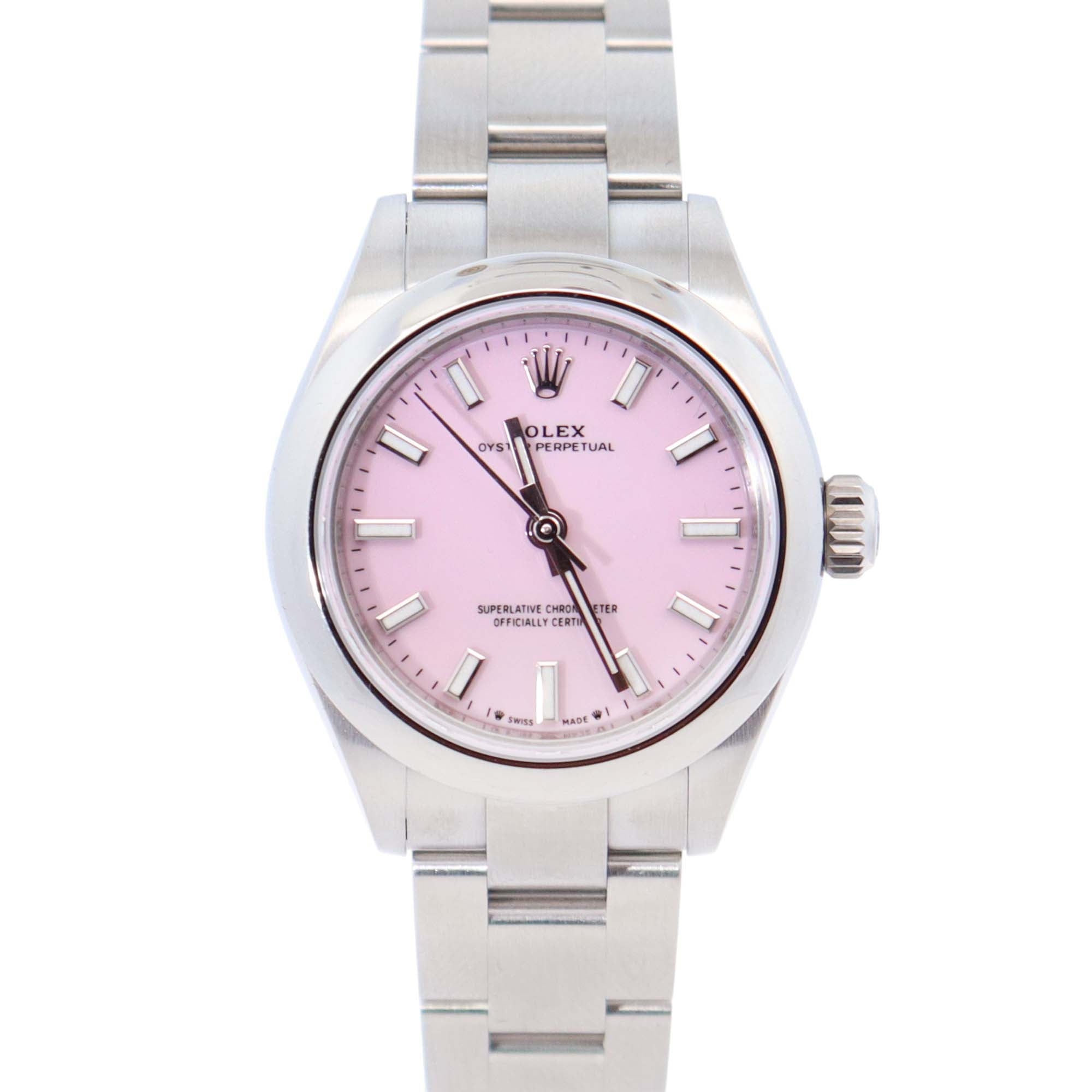 Rolex Oyster Perpetual 28mm Pink Dial Watch Ref# 276200 - Happy Jewelers Fine Jewelry Lifetime Warranty