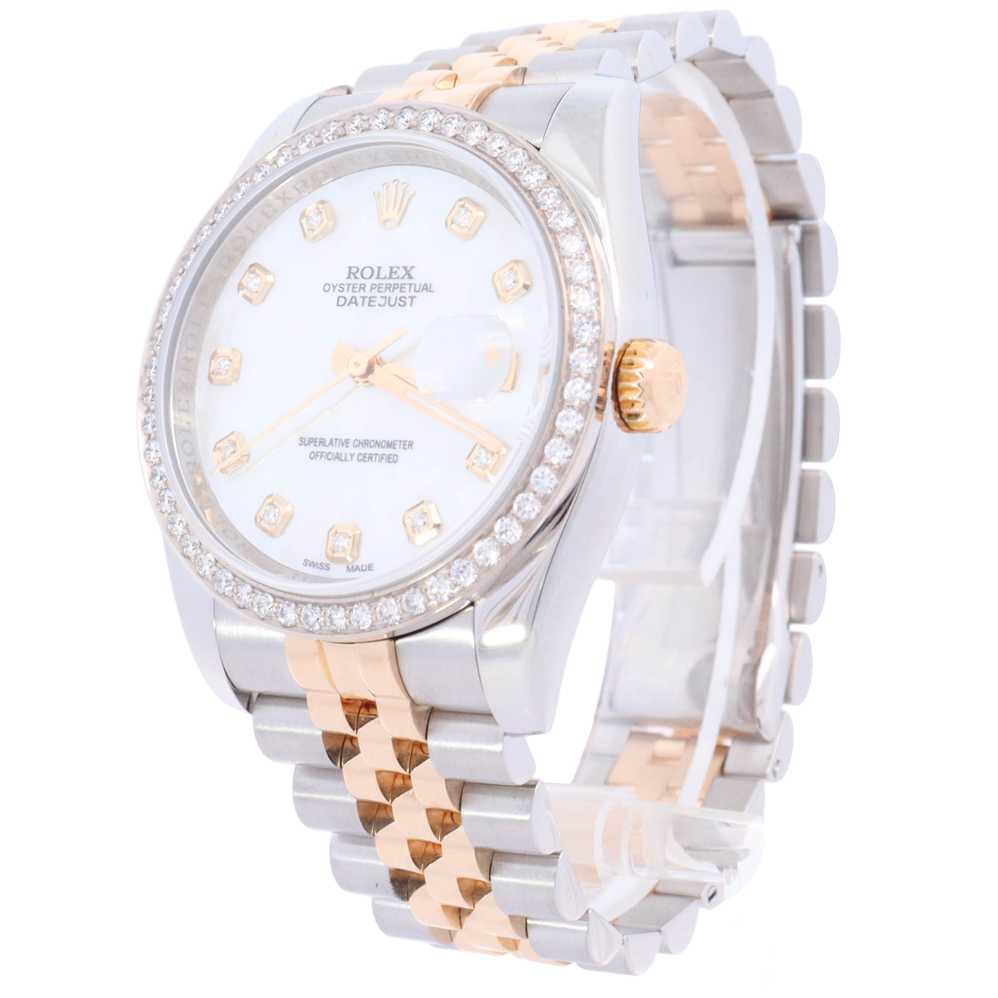 Rolex Datejust Two Tone Yellow Gold &  Steel 36mm White MOP Diamond Dial Watch Reference #: 116233 - Happy Jewelers Fine Jewelry Lifetime Warranty